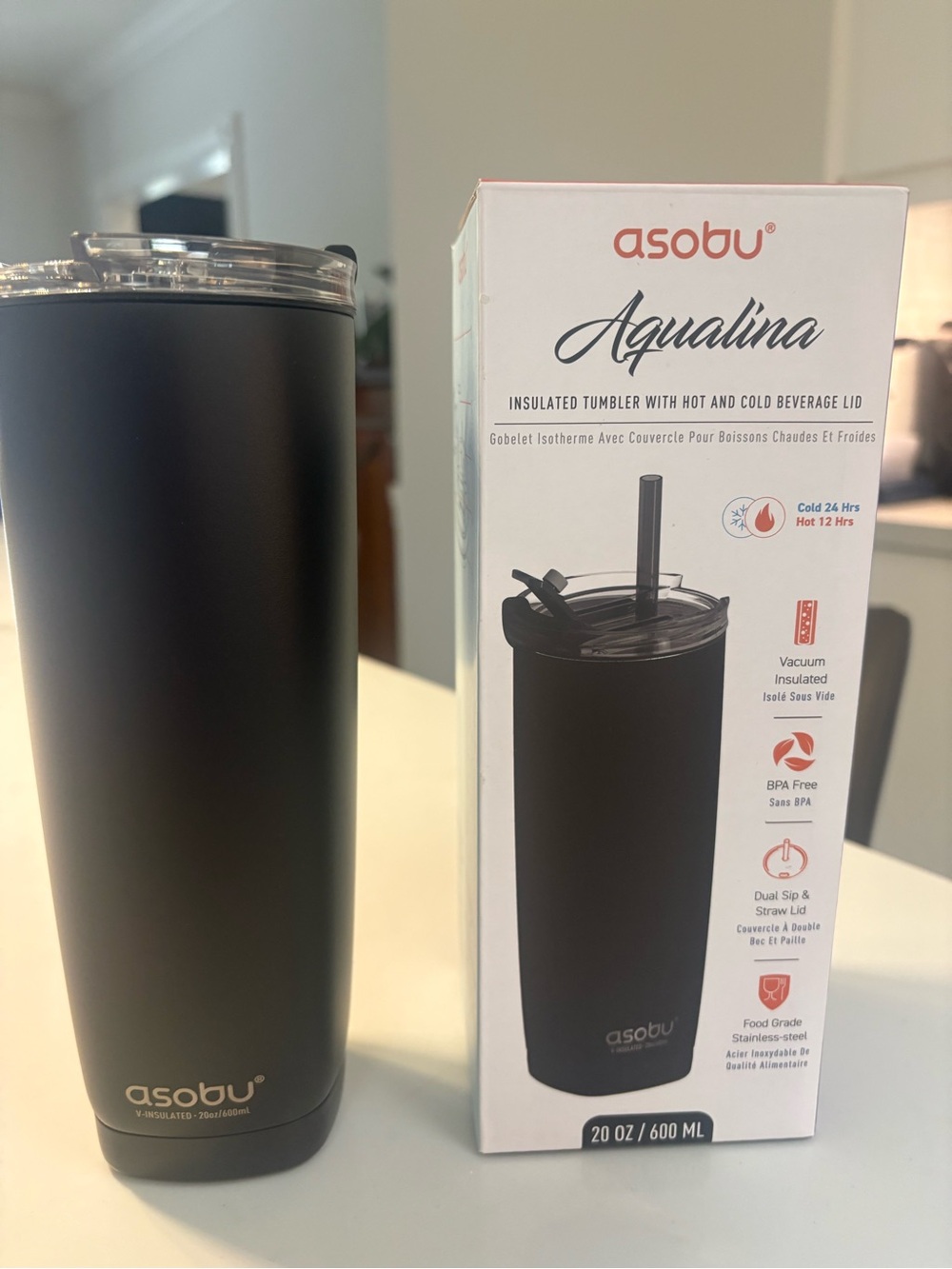 asobu Aquafina Tumbler -  Insulated with Hot and Cold Beverage Lid